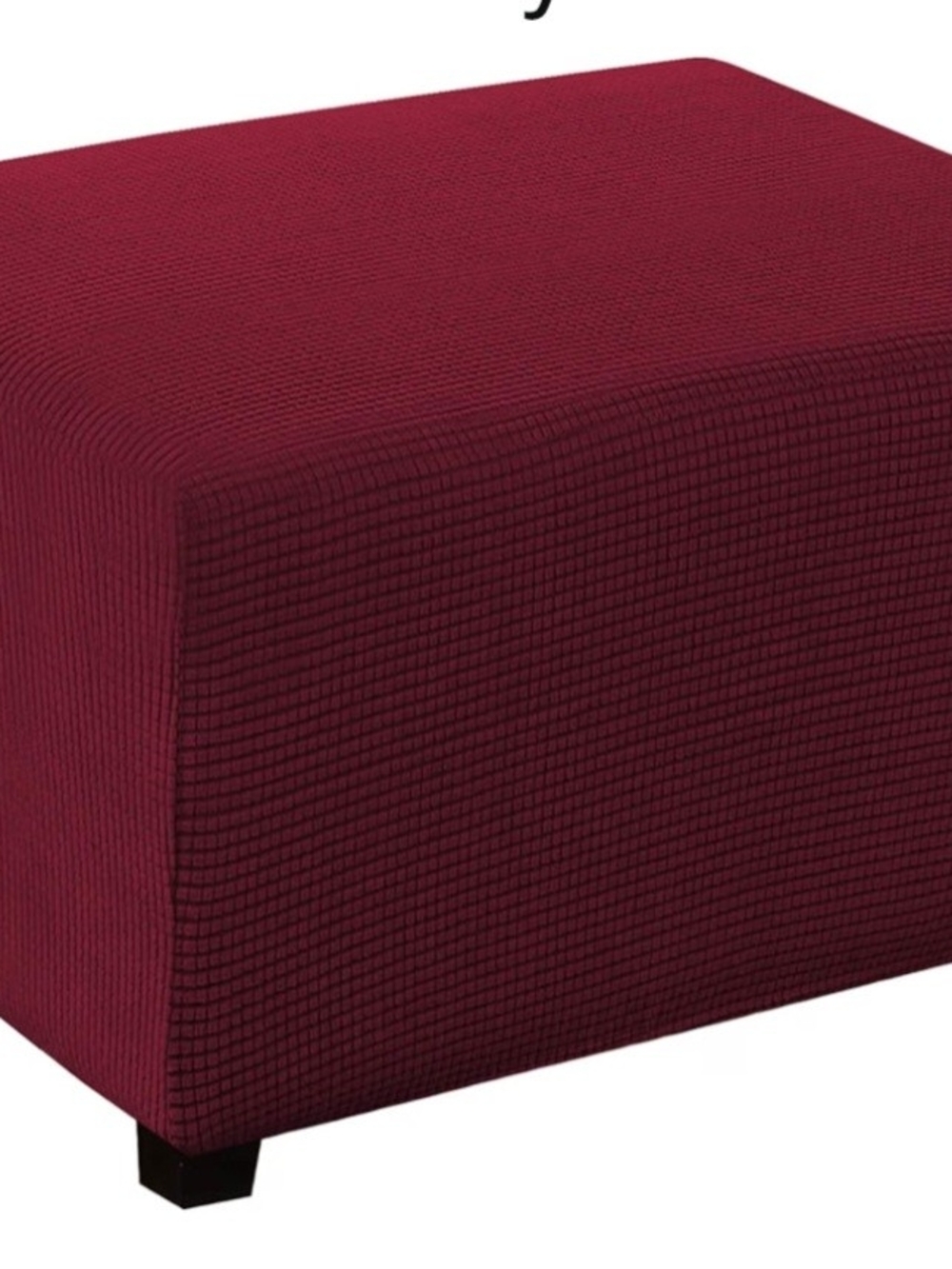 Stretch Ottoman Slipcover in Deep Burgundy